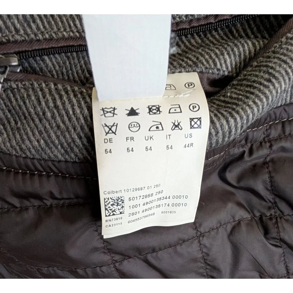 Hugo Boss Mens 44R Colbert Wool Blend Field Jacket Grey Tweed Epaulets - Picture 13 of 13